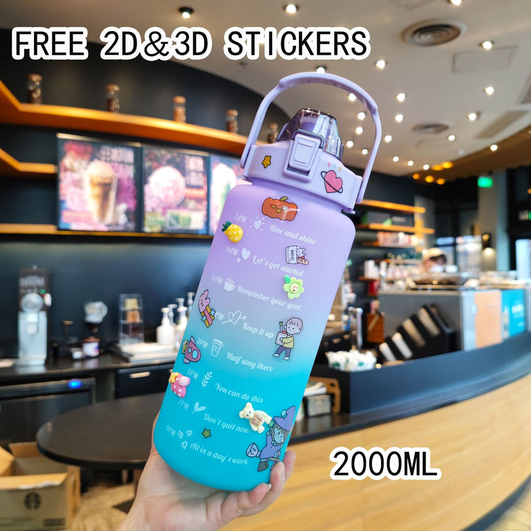 Women's Motivating Water Bottle with Interactive Sticker Set Bowlift