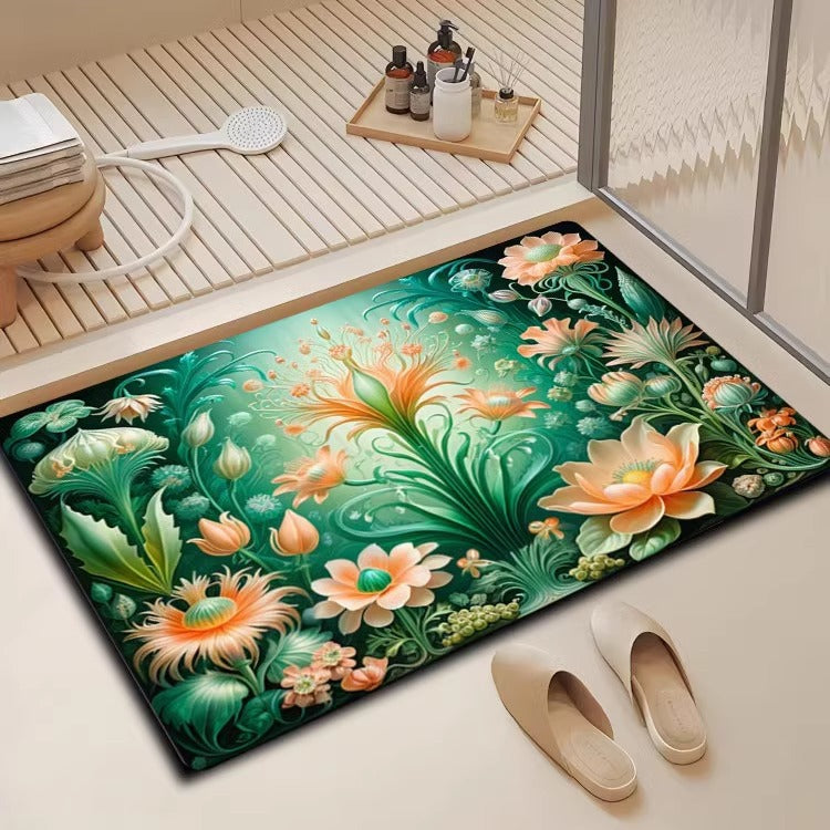 Floral Design Bath Mat Bowlift