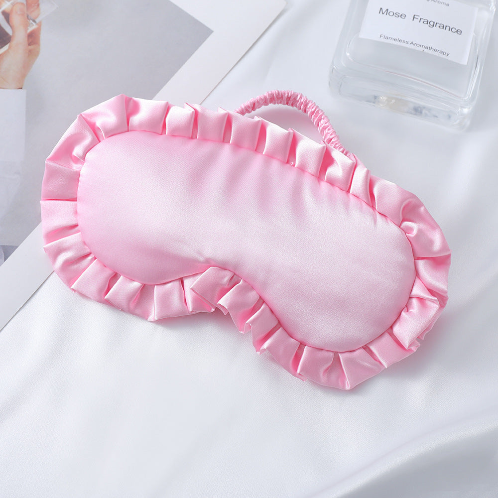 Women's nan satin-gloss eye mask with ergonomic contour, frilled ruffle edge, and gentle padding Bowlift