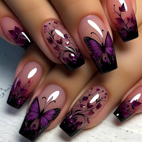 Elegant Butterfly Floral Nail Art Tips Bowlift