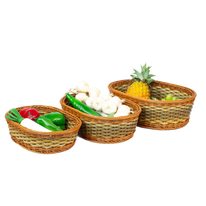 Women's Oval Willow Basket Set with Handwoven Details Bowlift