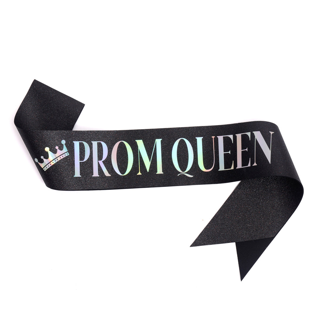 Ladies festive satin sash with holographic print Bowlift