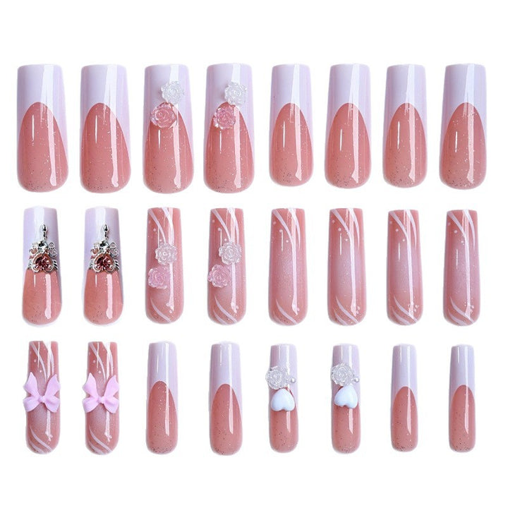 Artificial Nail Set with Floral and Glittering Accents Bowlift