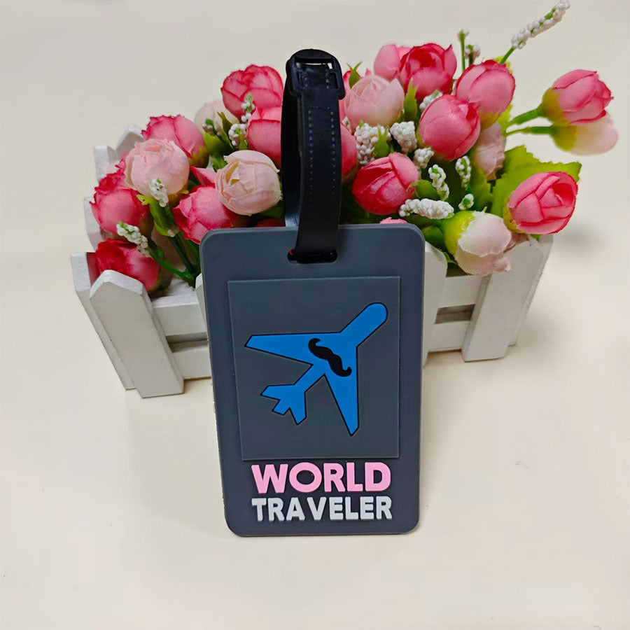 Unisex Travel-Themed Silicone Luggage Tag Bowlift