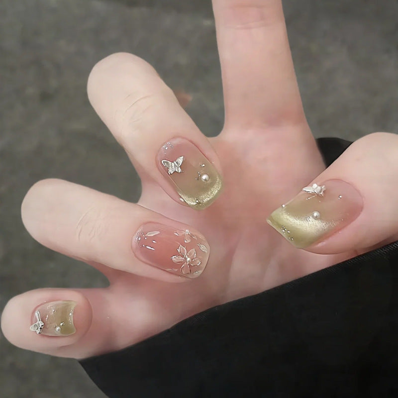 Floral Butterfly Press-On Nail Art Bowlift