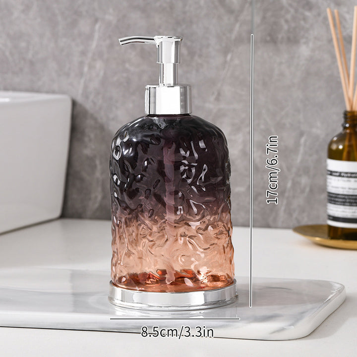 Ribbed Glass Soap Dispenser with Gold Pump Refillable Lotion Bottle Bowlift