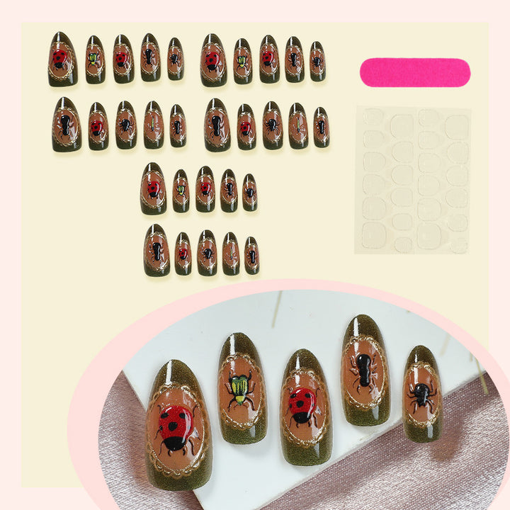 Artistic Insect-Themed Press-On Nail Set Bowlift