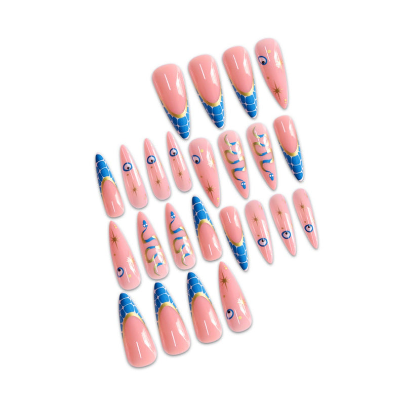 Artistic Stiletto Press-On Nails with Unique Design Bowlift