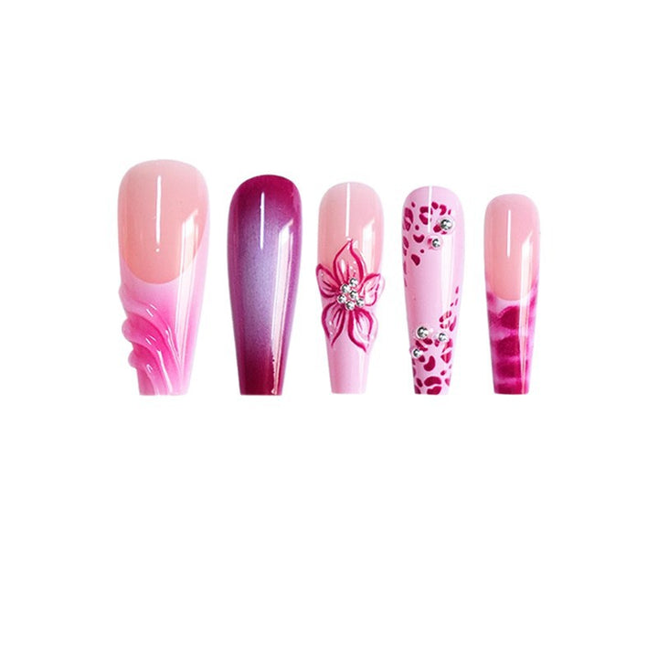 Artistic Floral and Gemstone Press-On Nails Bowlift