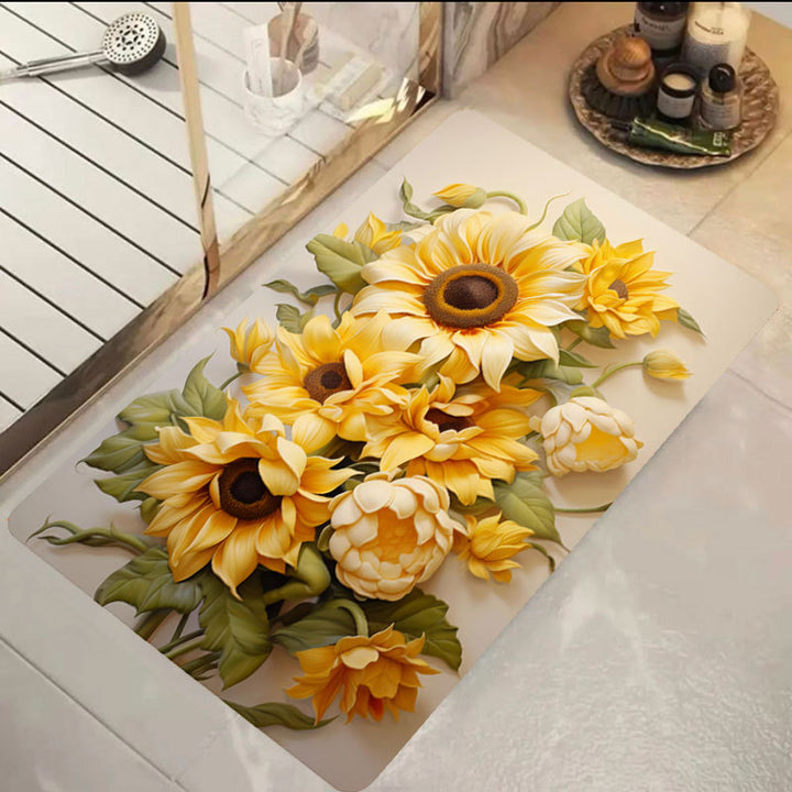 Floral Print Bath Mat Bowlift