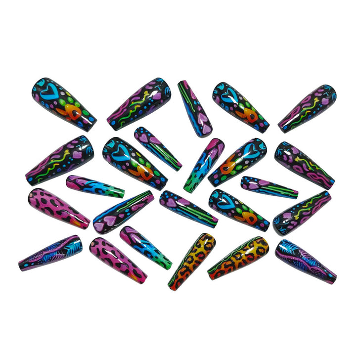 Nail art in colorful neon design Bowlift