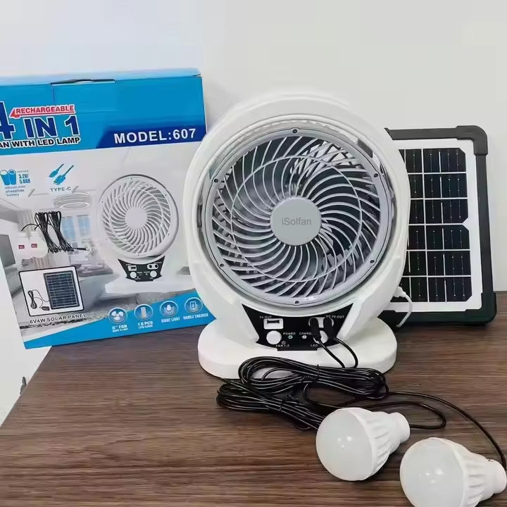 Women Portable Solar Fan with Integrated LED Lighting and USB Connection Bowlift