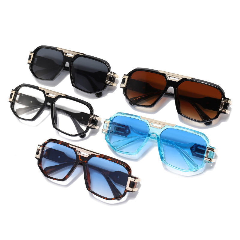 Statement Square Frame Sunglasses with Decorative Gold Accents Bowlift