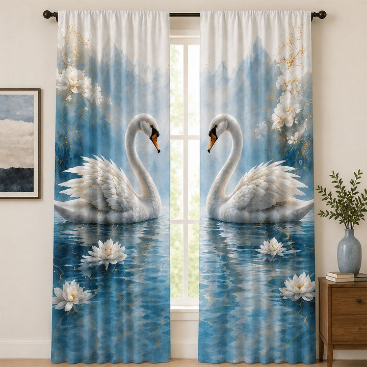 Artistic Bird-Themed Window Curtain