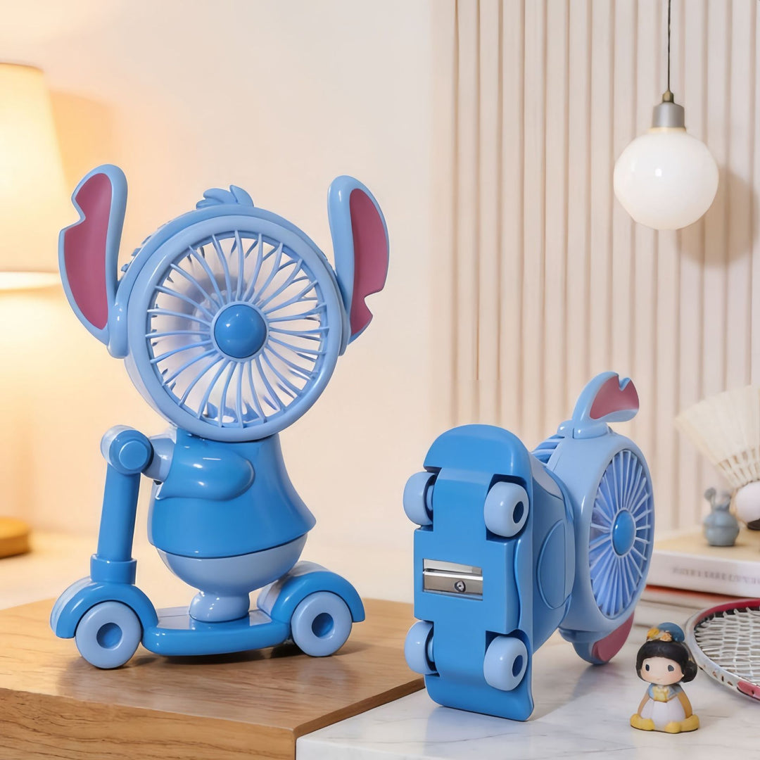 Ladies Portable Toy Fan with LED Lighting and USB Charging Bowlift