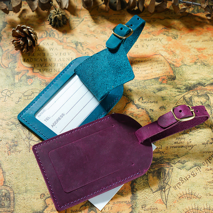 Leather Luggage Tag with Adjustable Buckle Bowlift