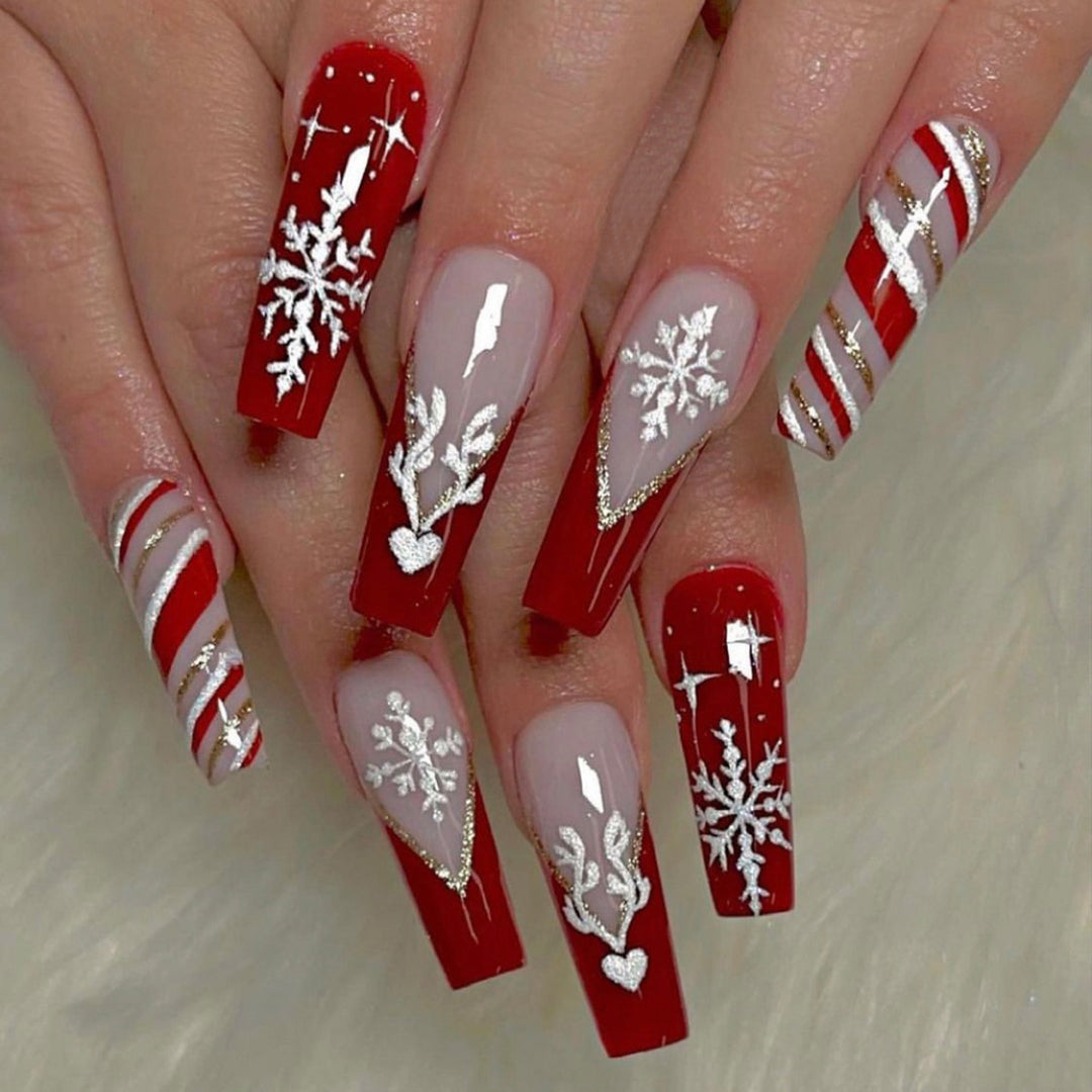 Elegant Stiletto Press-On Nail Set with Unique Design Bowlift