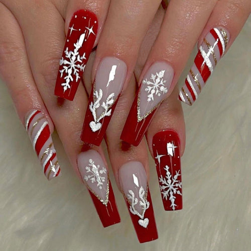Elegant Stiletto Press-On Nail Set with Unique Design Bowlift