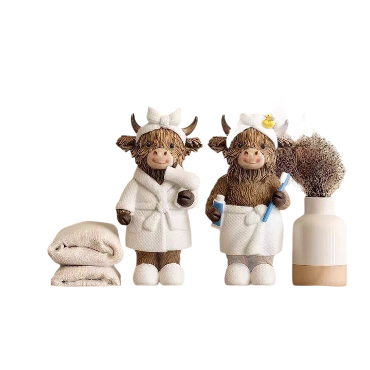 Funny Highland Cattle Bathroom Figure Bowlift