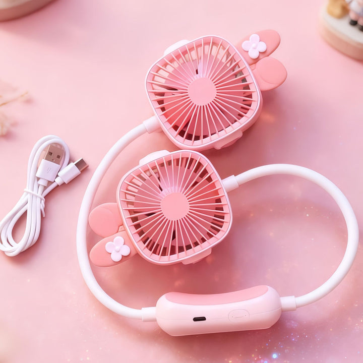 Ladies wearable neck fan with dual design Bowlift
