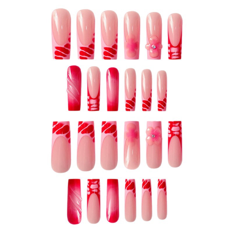 Decorative Floral Acrylic Press-On Nails Bowlift