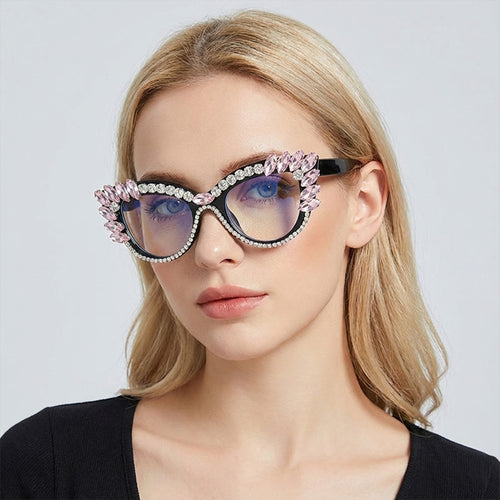 Women's Glamorous Cat-Eye Sunglasses with Crystal Decoration Bowlift