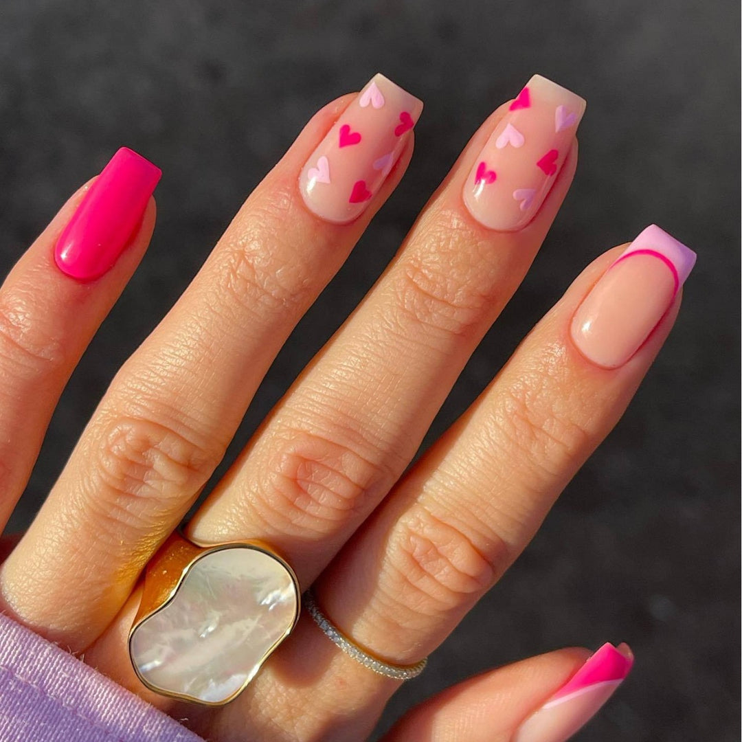 Heart-Themed Gel Nail Extensions Bowlift