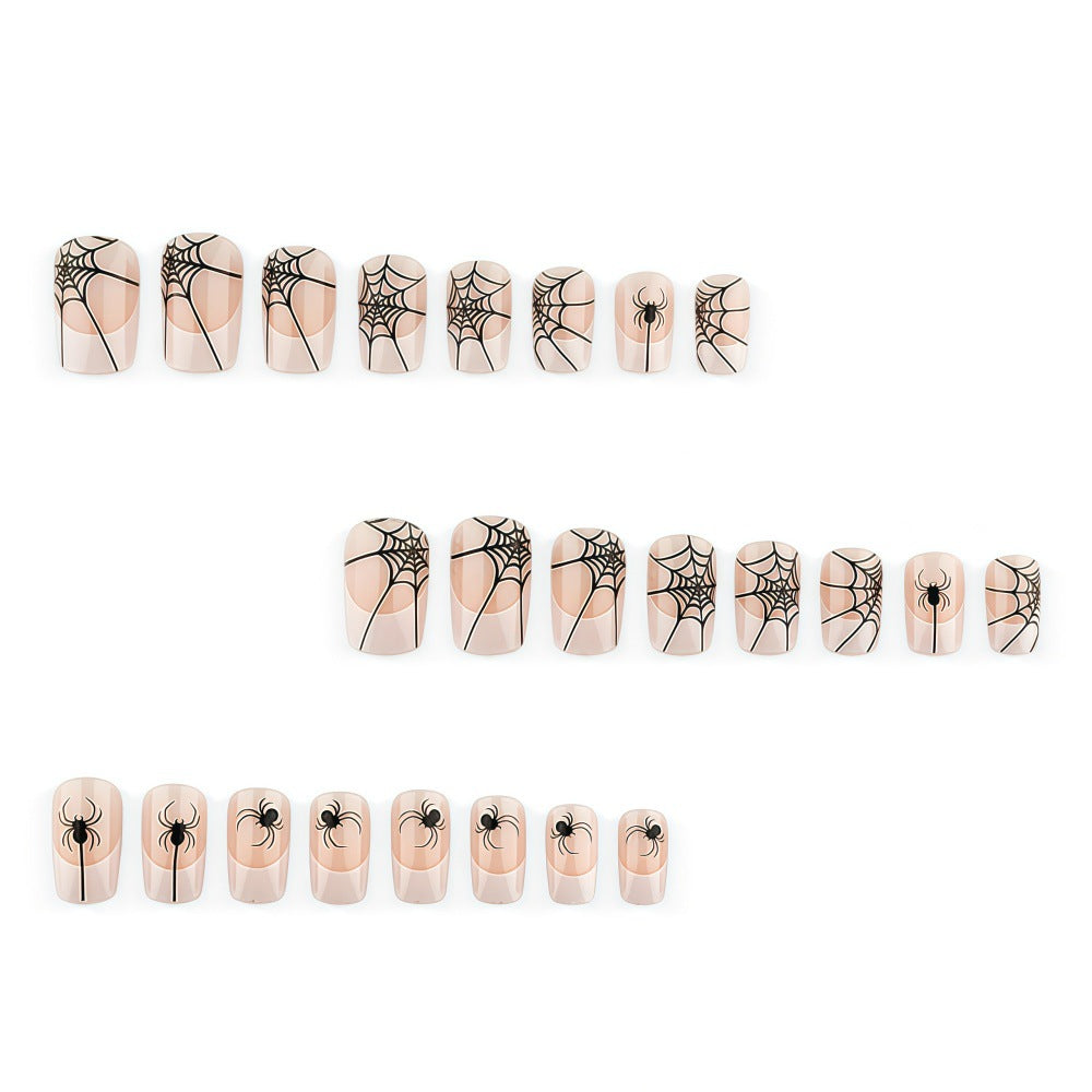 Halloween Artificial Nail Set with Spider Web Design Bowlift
