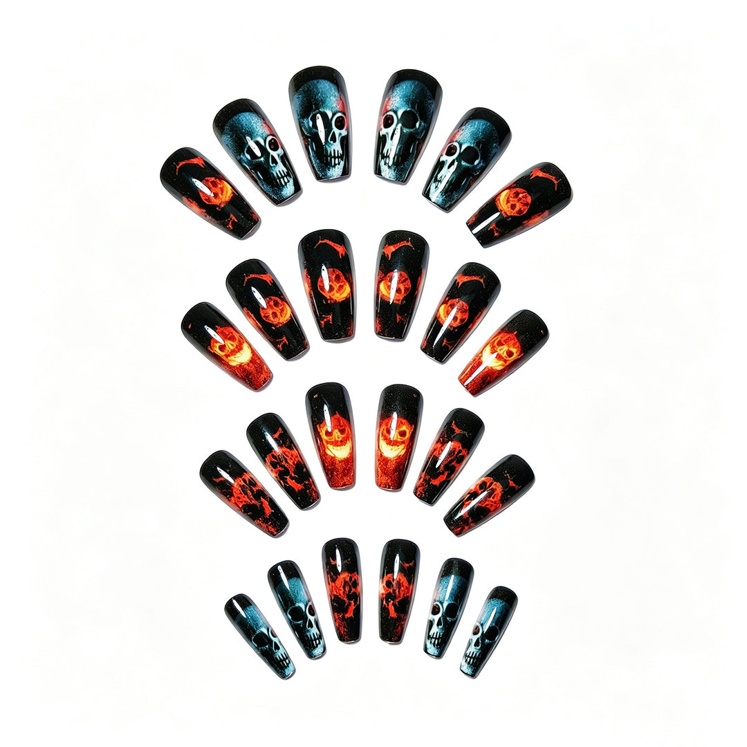 Artistic Skull & Flames Nail Art Designs Bowlift