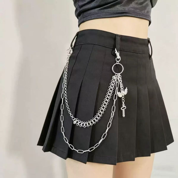 Pleated skirt with stylish chains by Bowlift