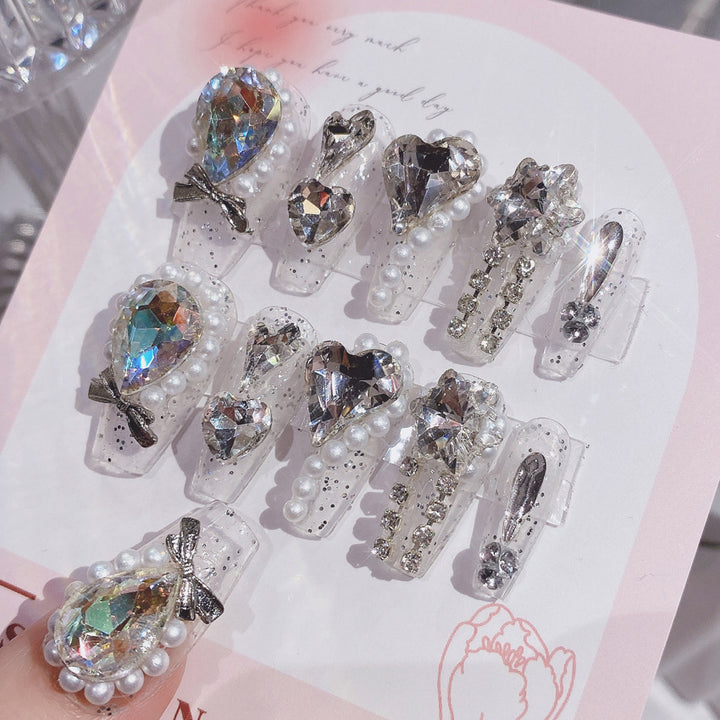 Decorative Crystal Embellished Nail Tips Bowlift