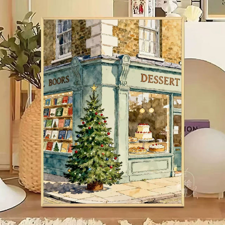 Cozy Winter-Themed Cafe Canvas Art Bowlift