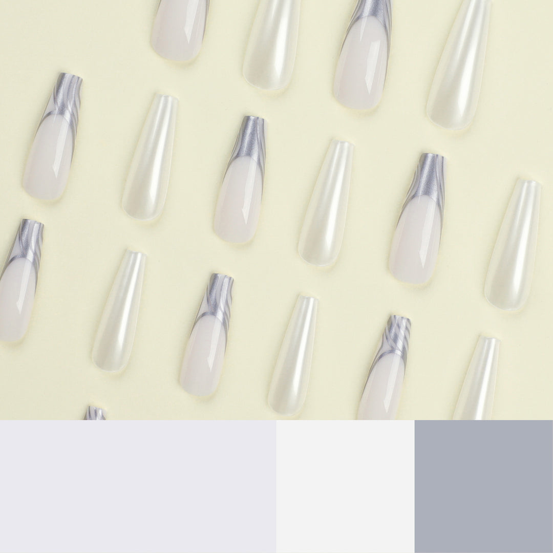 Artificial nail extensions with marbled design Bowlift