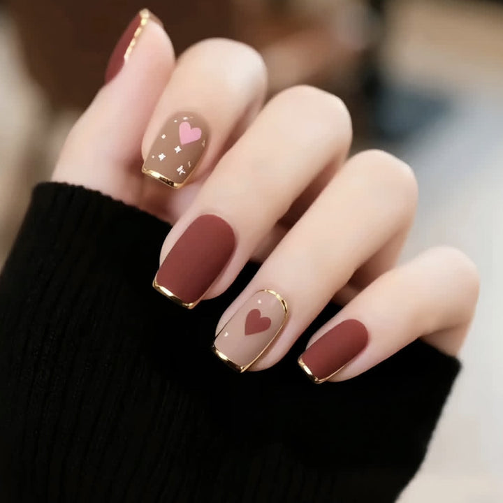 Heart Pattern Nail Art Extensions Bowlift