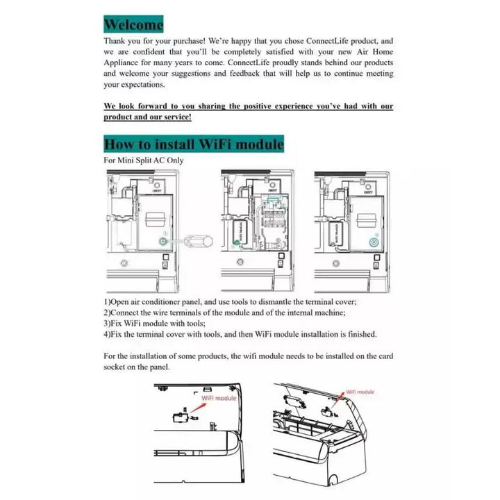 Unisex One Size smart WiFi adapter module for split air conditioners with ConnectLife app integration Bowlift