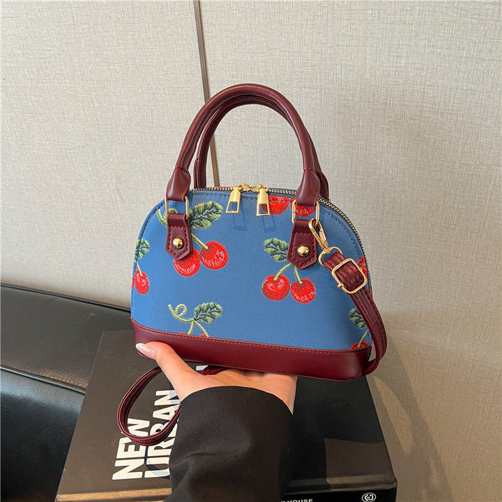 WoEmbroidered Cherry Pattern Handbag Bowlift