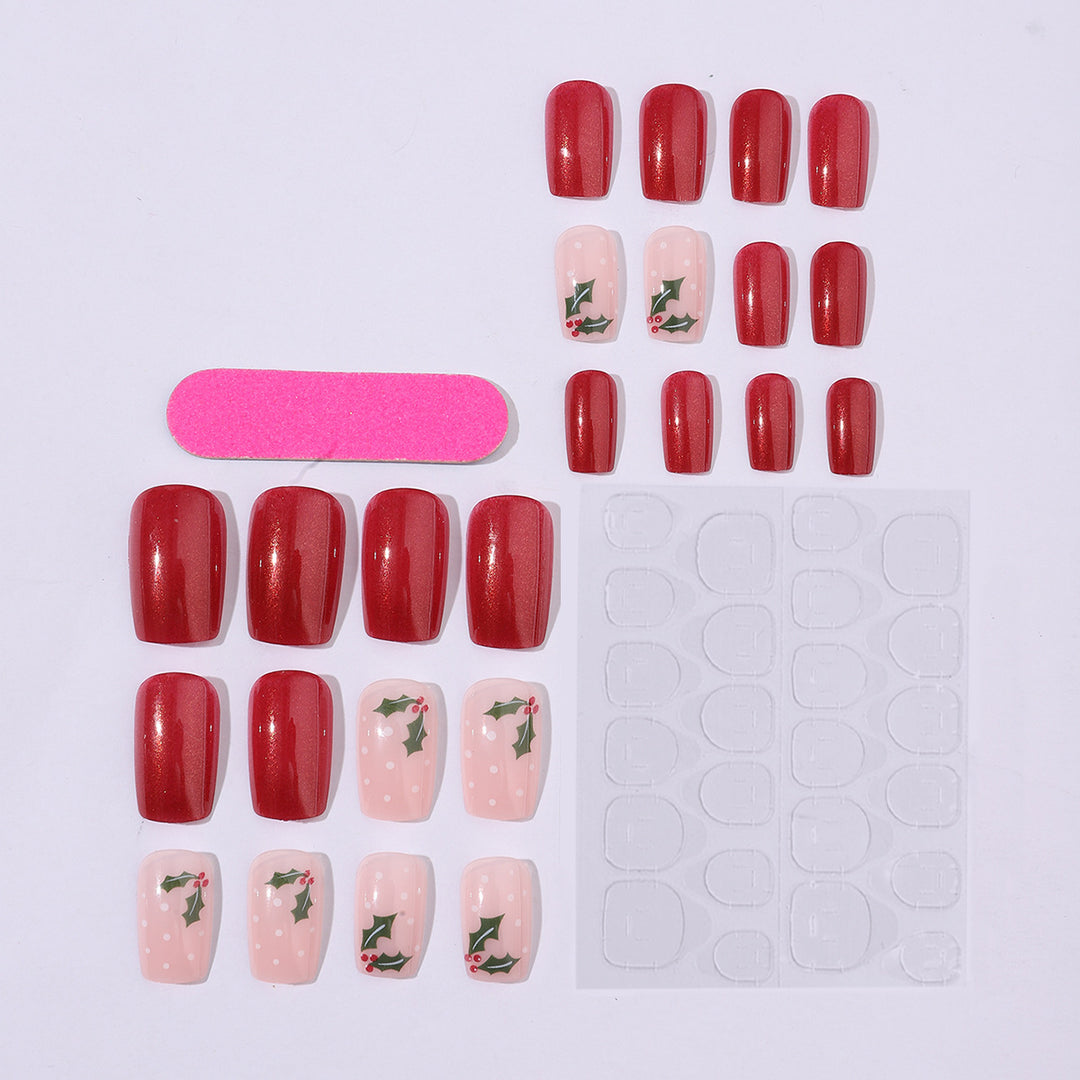 Artificial nail set with festive Christmas design and playful festive decoration Bowlift
