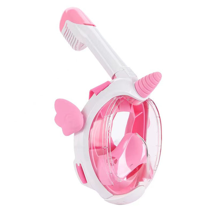 Diving mask with curved field of view and flexible silicone frame Bowlift