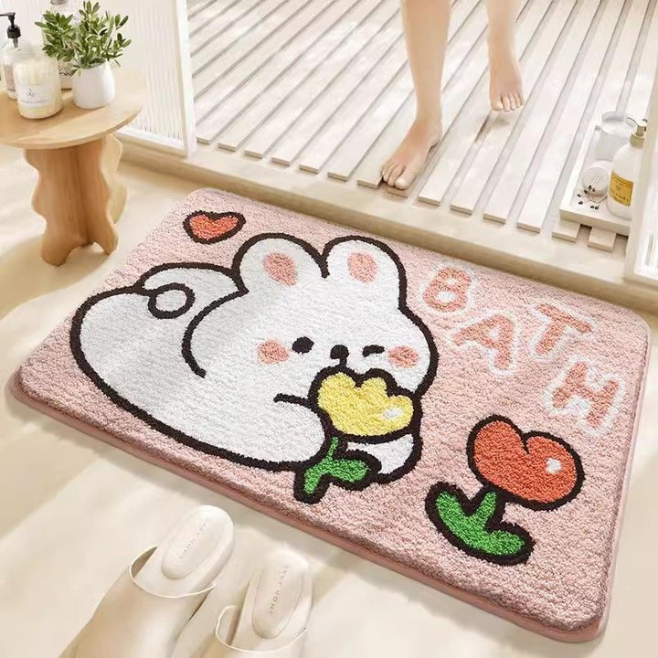 Plush Cat Theme Bath Mat