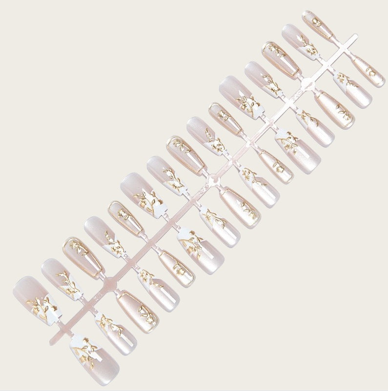 Floral Accented Press-On Nail Set Bowlift