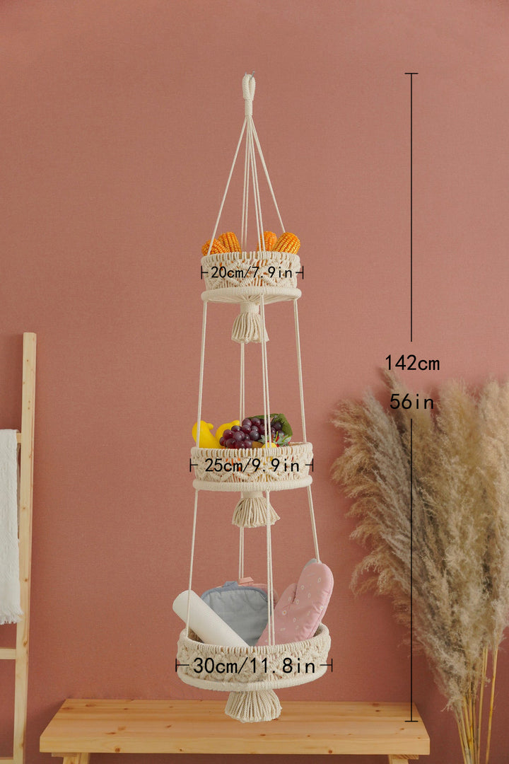 Multi-Tiered Macrame Hanging Storage Bowlift