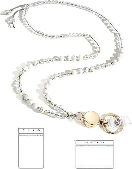 Beaded Lanyard with Retractable ID Holder Bowlift