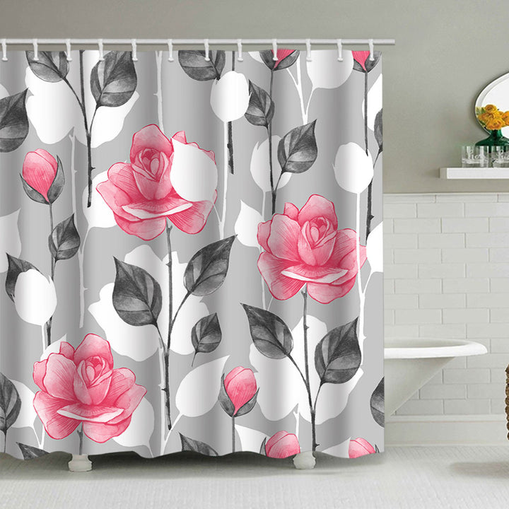 Floral Design Shower Curtain Bowlift
