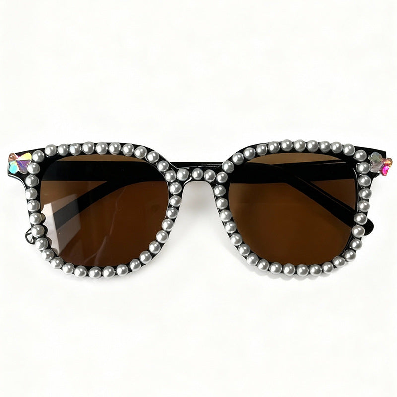 Luxury Pearl-Embellished Cat-Eye Sunglasses Bowlift