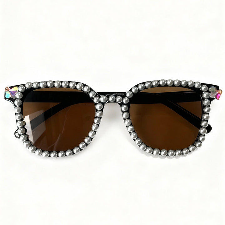 Luxury Pearl-Embellished Cat-Eye Sunglasses Bowlift