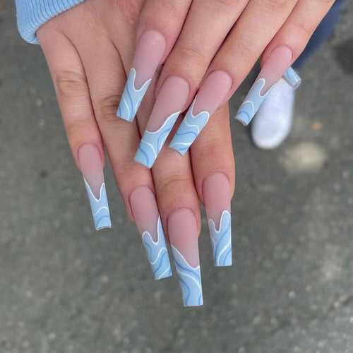 Artificial nail extensions with wave design Bowlift