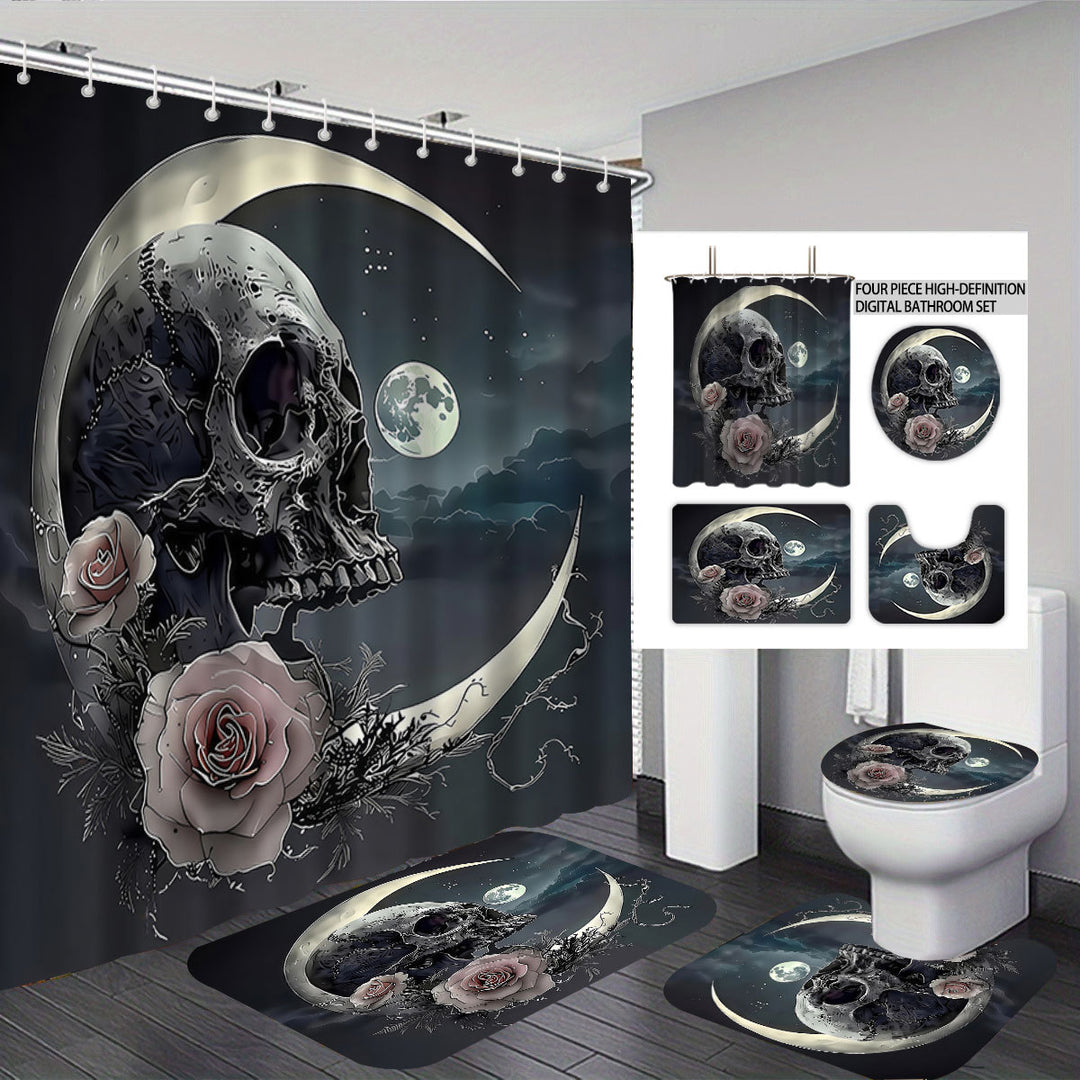 Artistic Skull Themed Bathroom Set Bowlift