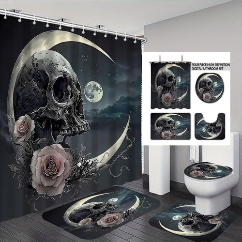 Artistic Skull Themed Bathroom Set Bowlift