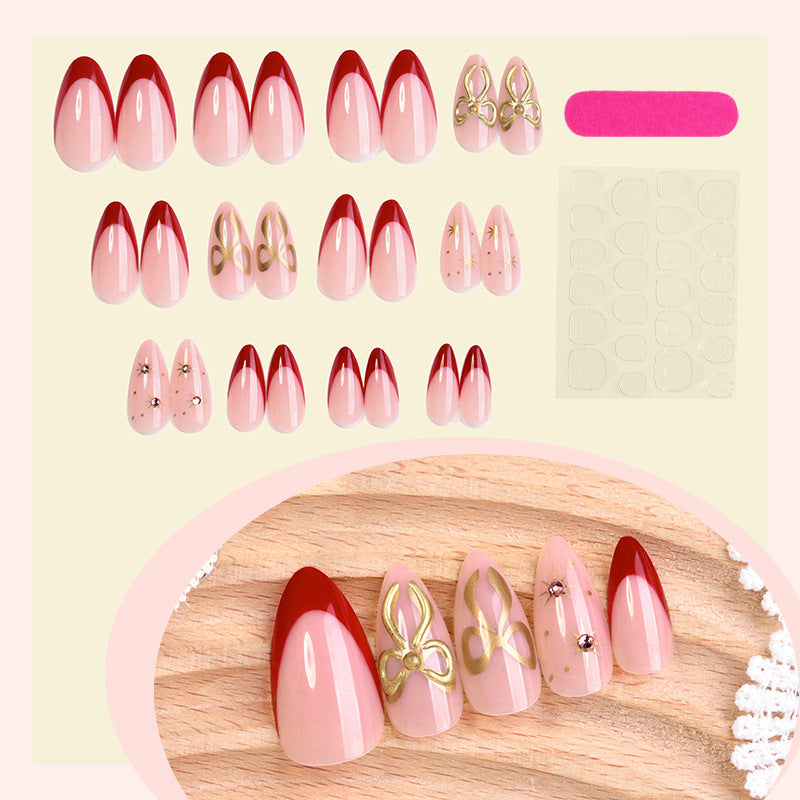 Designer Artificial Nail Set with Elegant Lace Design Bowlift