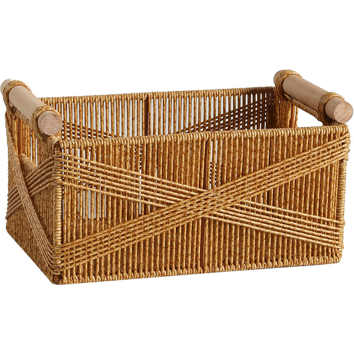 Unisex Functional Storage Basket with Ergonomic Wooden Handles Bowlift
